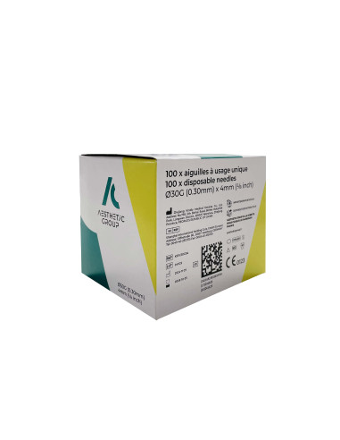 KIPIC® Aguja de Mesoterapia 30G x 4mm PU 100 piezas